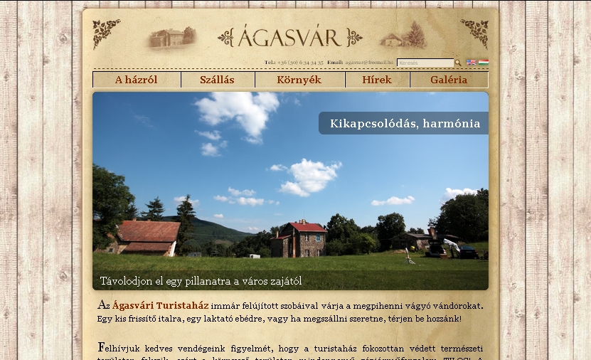 Agasvar.hu homepage