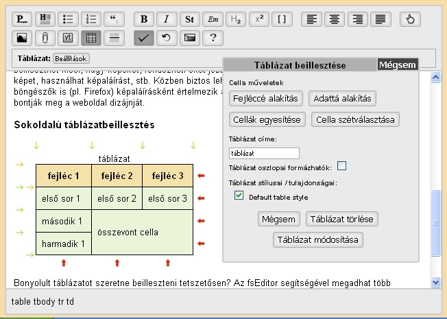 Táblázat beillesztés