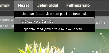 dotfsCMS - Élő szerkesztési mód bekapcsolása