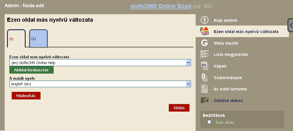 dotfsCMS - Ezen oldal más nyelvű változata (weboldal szerkesztése)